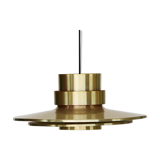 Brass coloured aluminium pendant light from Lyskaer. Denmark 1970s