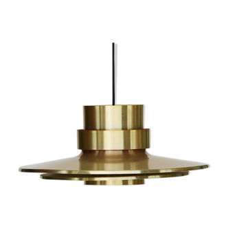 Brass coloured aluminium pendant light from Lyskaer. Denmark 1970s