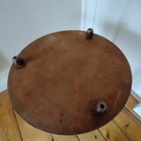 Table basse guéridon sellette vintage art déco tube métal plateau bois