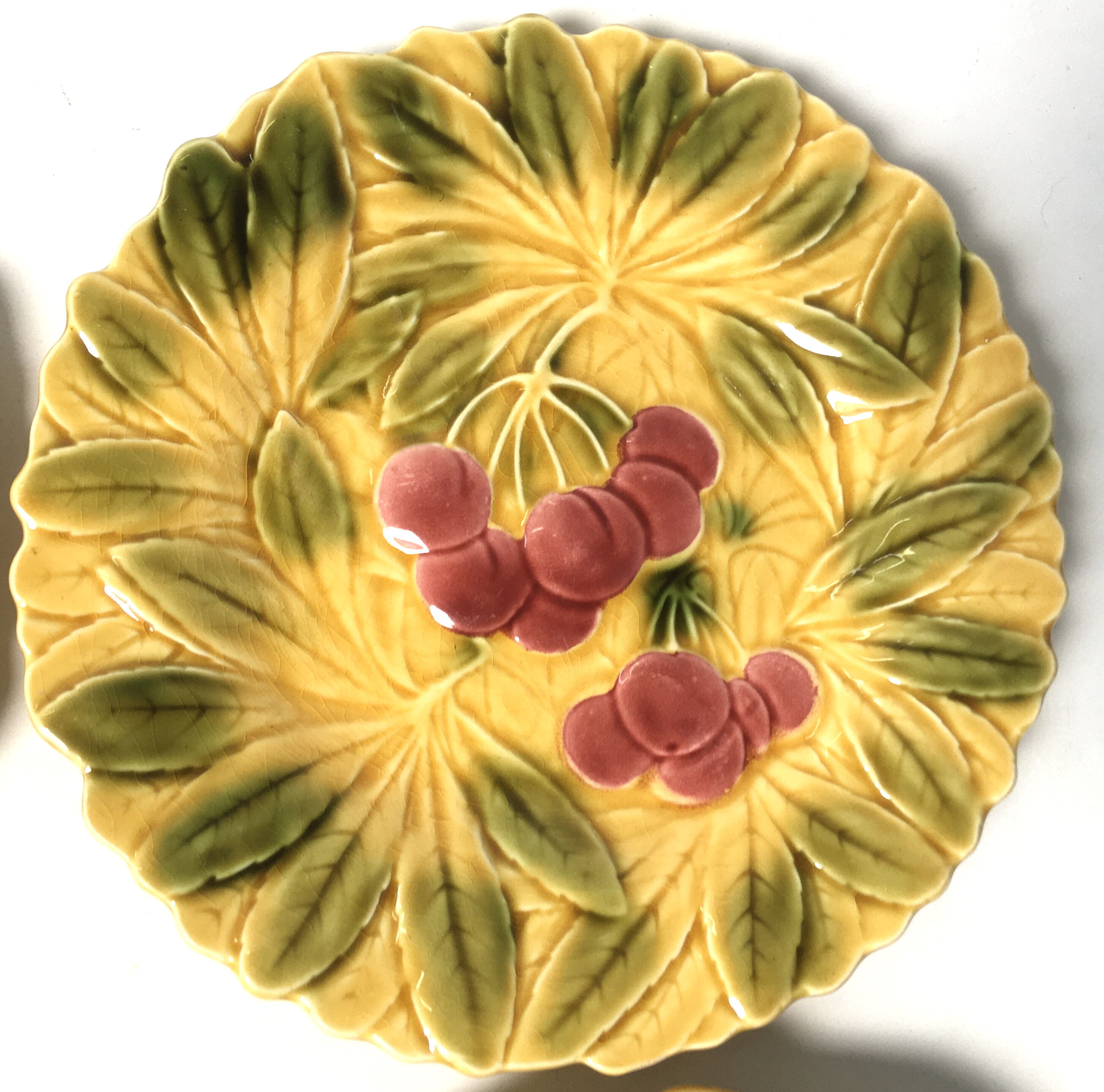 4 dessert plates sarreguemines france slip vintage antique majolica