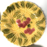 4 dessert plates sarreguemines france slip vintage antique majolica