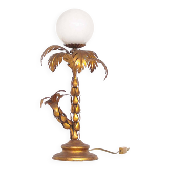 Large gilded metal and glass Palm tree table Lamp by Hans Kögl