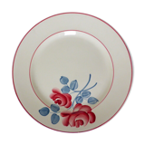Plat rond vintage HBCM décoré à la main en porcelaine