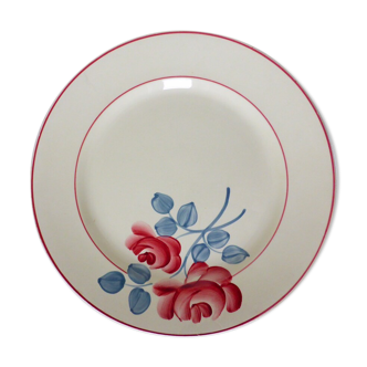 Plat rond vintage HBCM décoré à la main en porcelaine