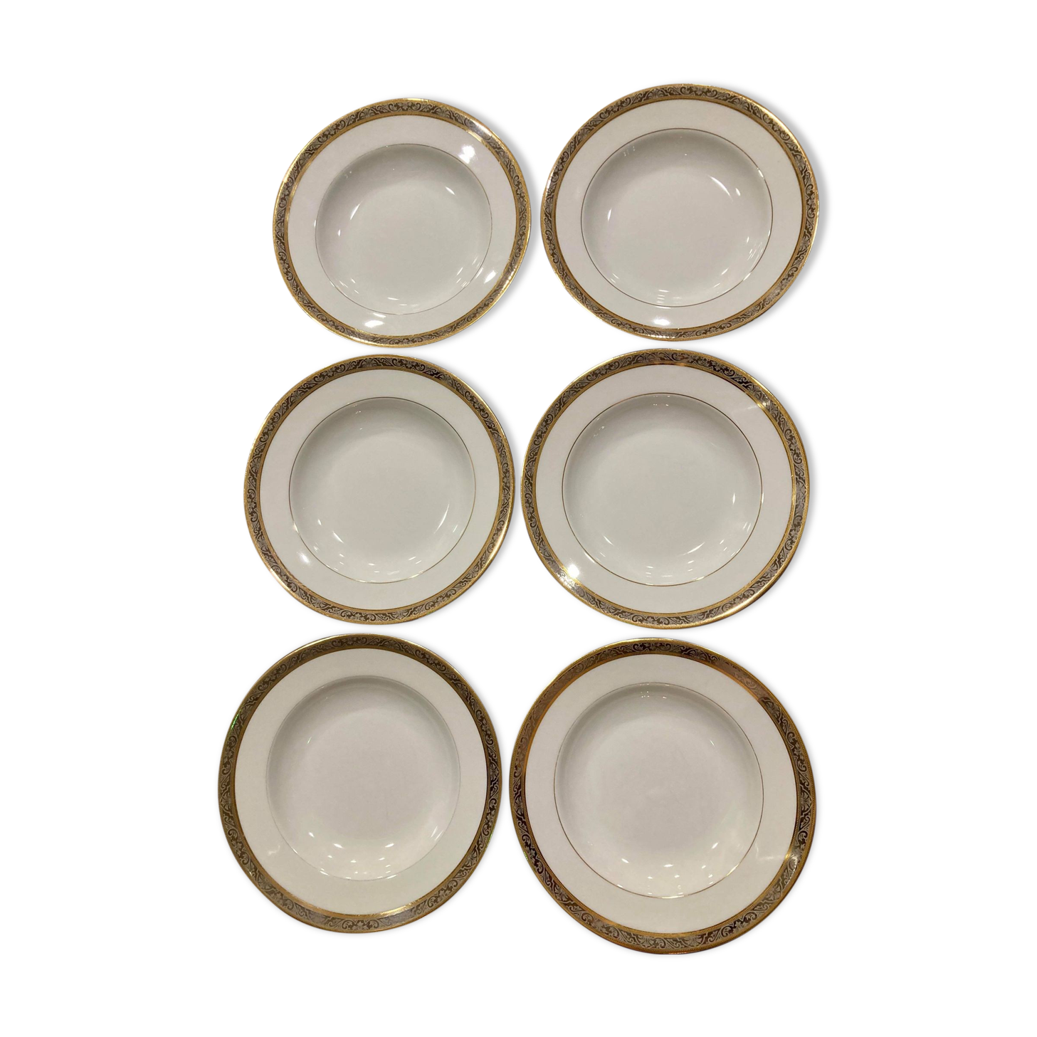 Set of 6 porcelain plates Thierry de Zélicourt