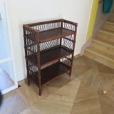 Bookcase - Bibus - 3 levels - woven rattan - bamboo - Vintage - 70s