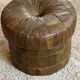 De Sede style khaki leather patchwork pouf / chest