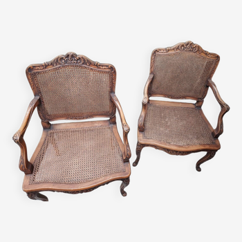 Paire grands fauteuils  Cannes style Louis XV