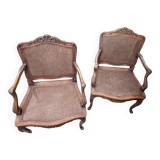 Pair of large Louis XV style Cannes armchairs