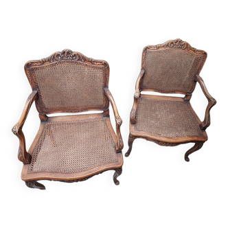 Paire grands fauteuils  Cannes style Louis XV