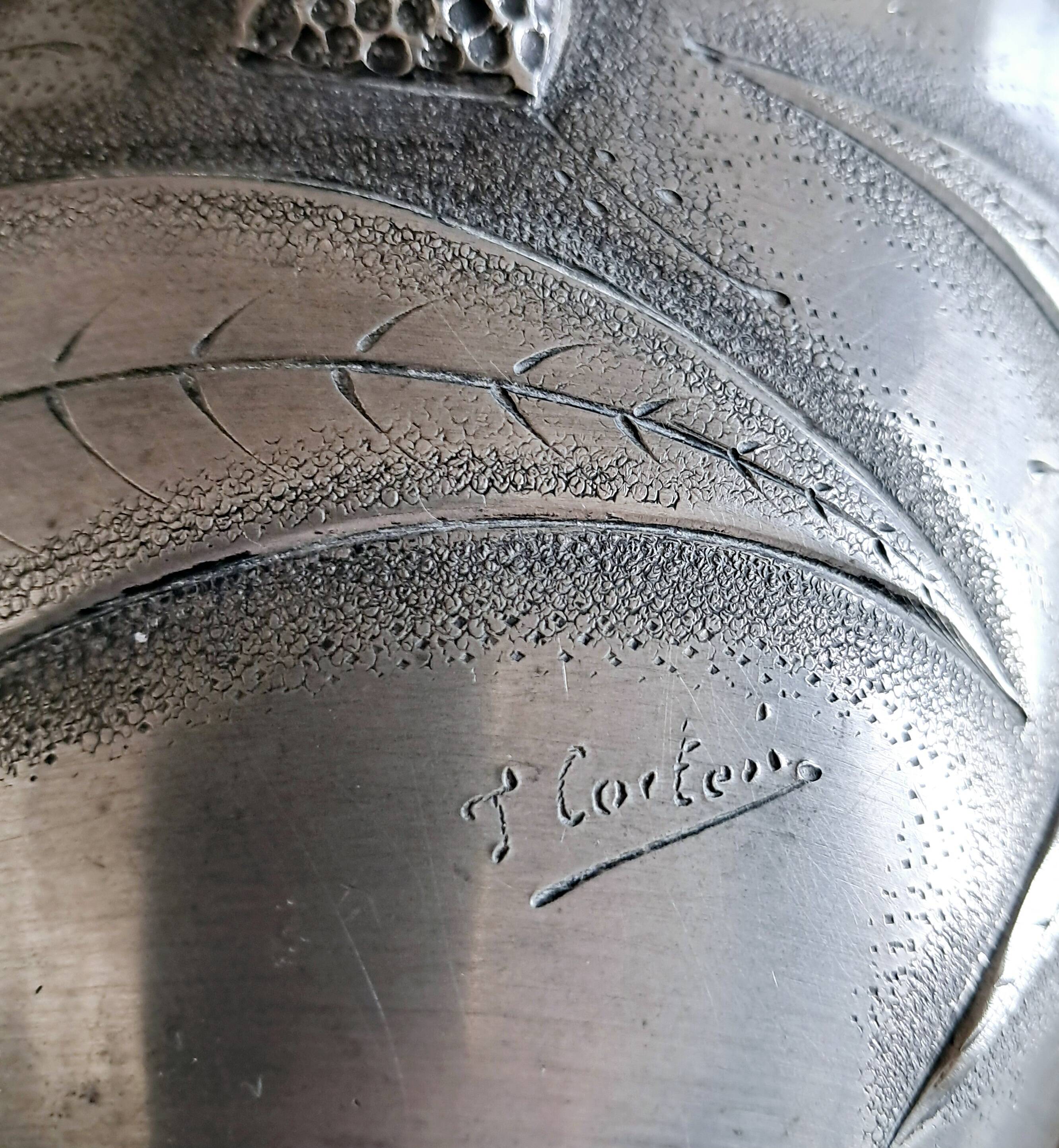 Art Deco pewter vase. Signed F. Cortesi