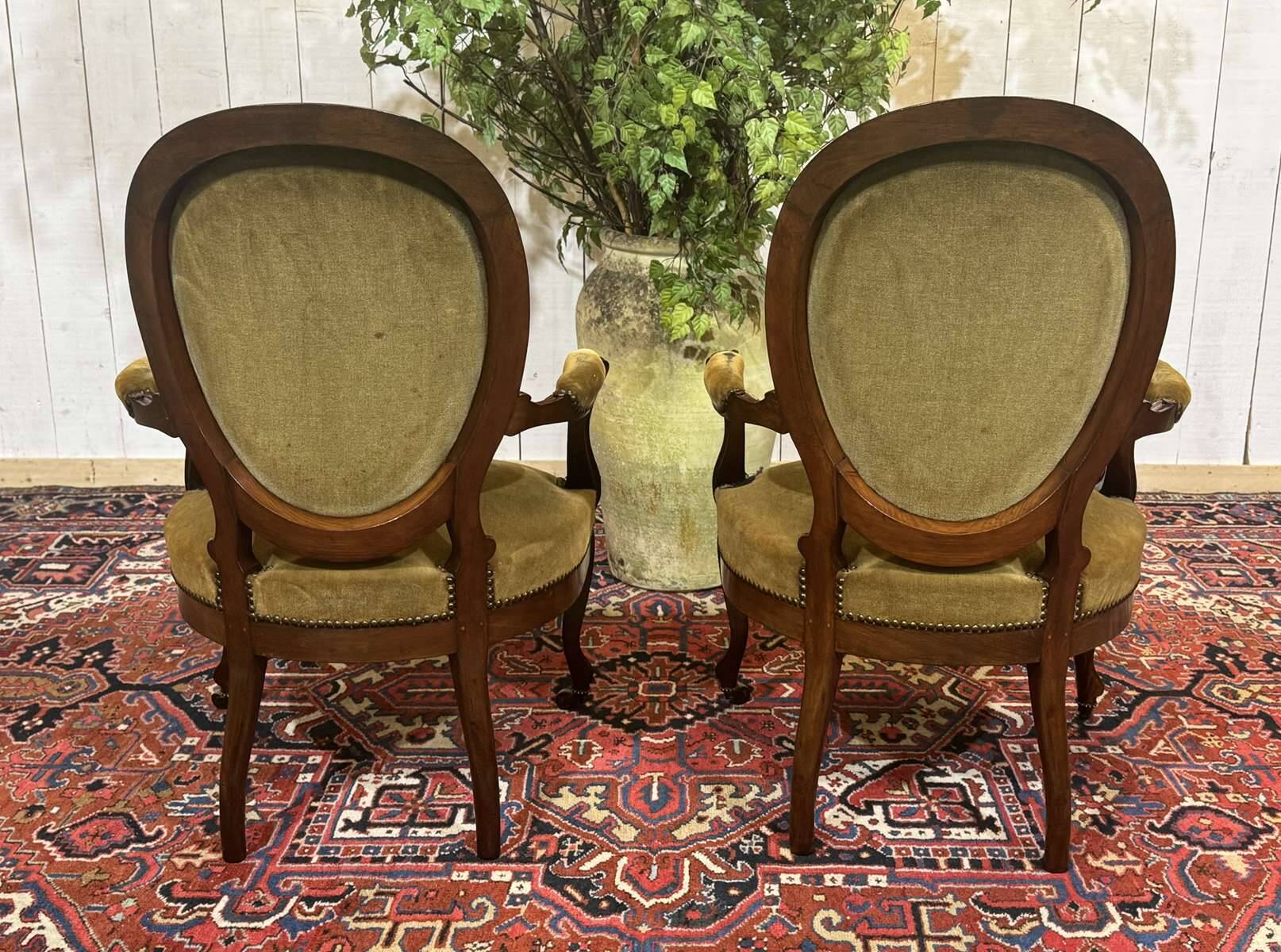 Paire de fauteuils Napoléon III XIXème en acajou