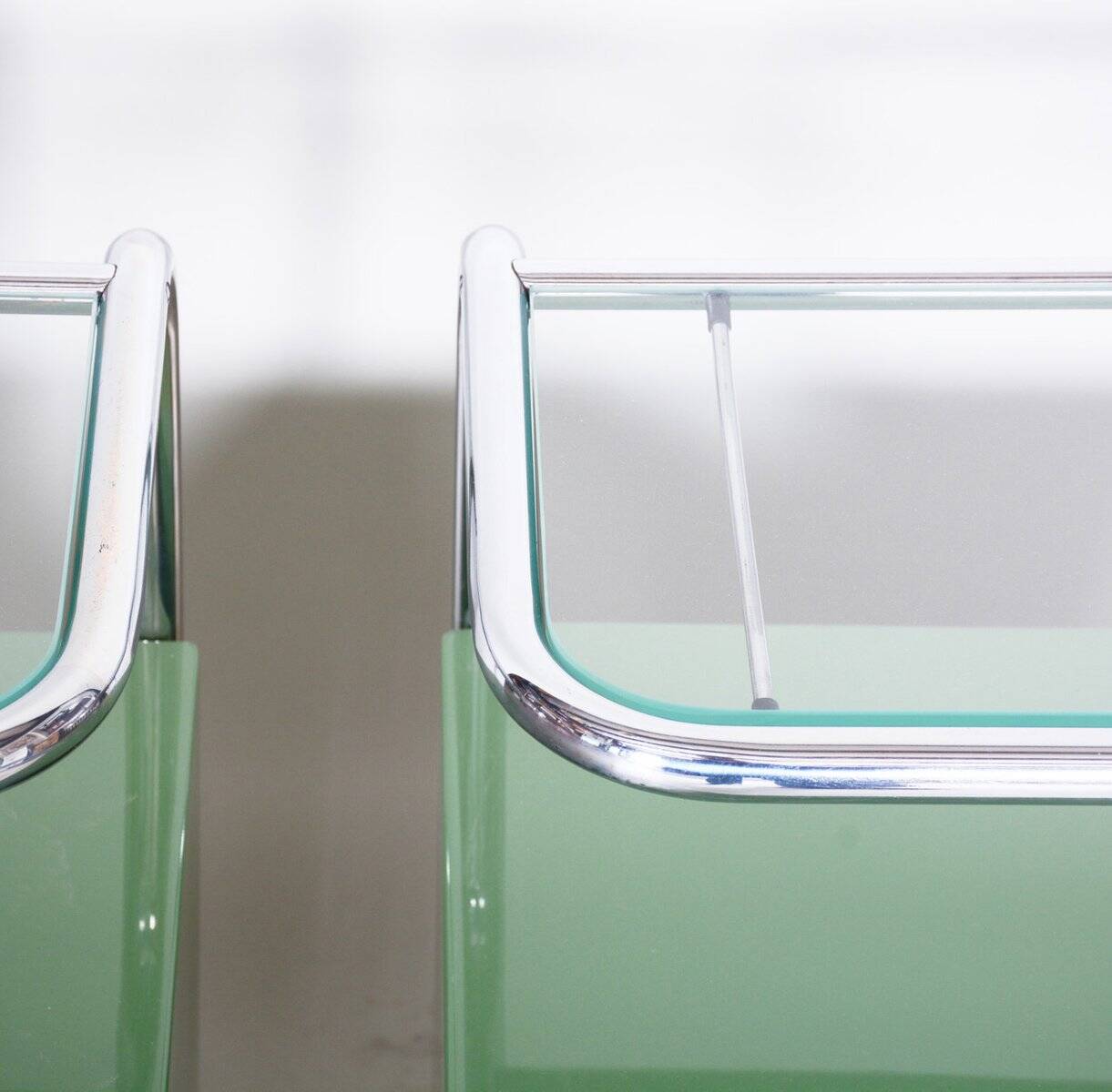 Bauhaus Side Tables in Chrome and Glass by Vichr a Spol., Czech, 1930s, Set of 2