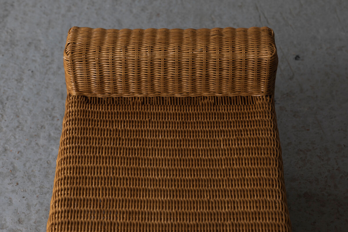 Stool, hocker in rattan and teak, Dutch design, 1970’s