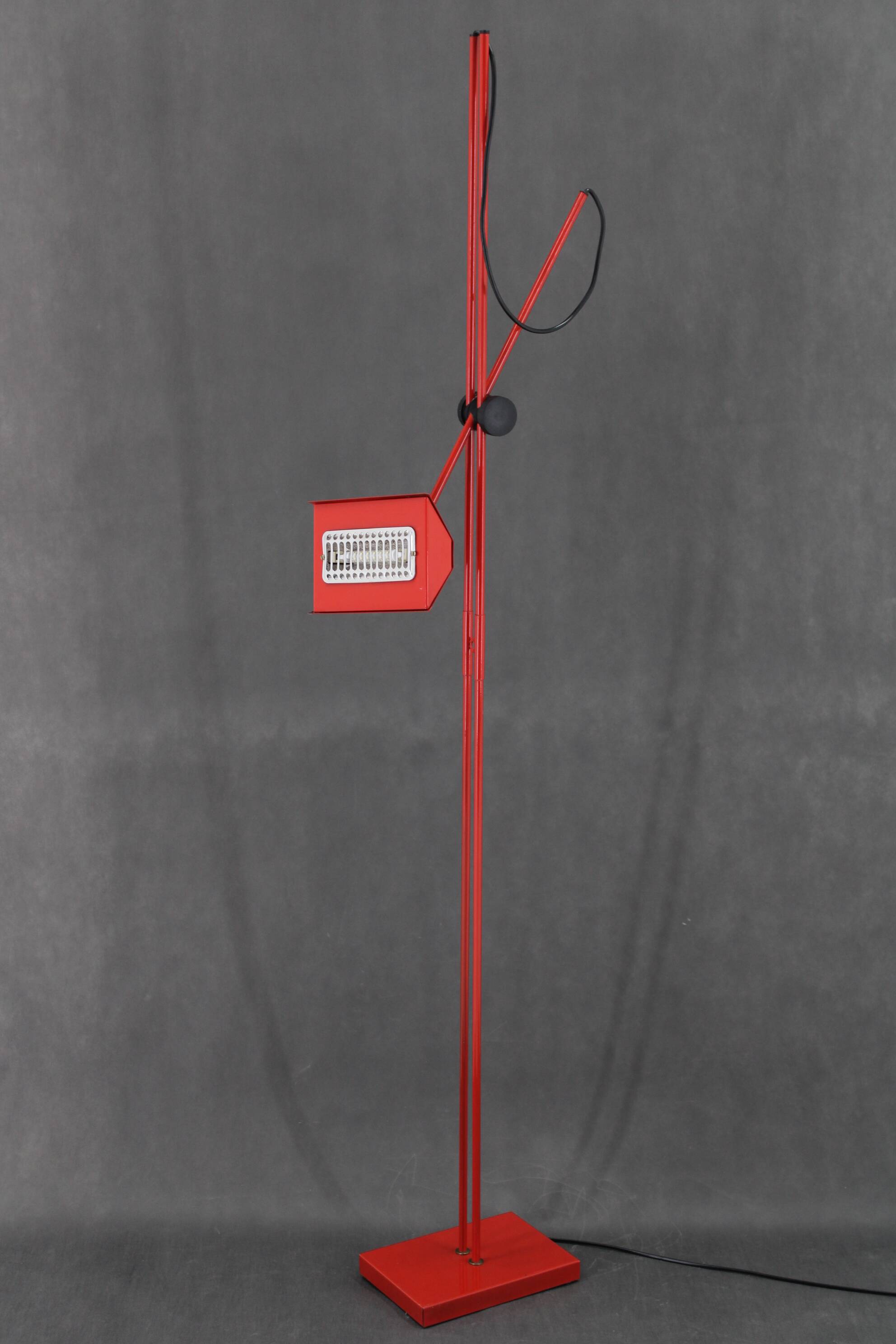 1980s Halogen Red Floor Lamp, Italy