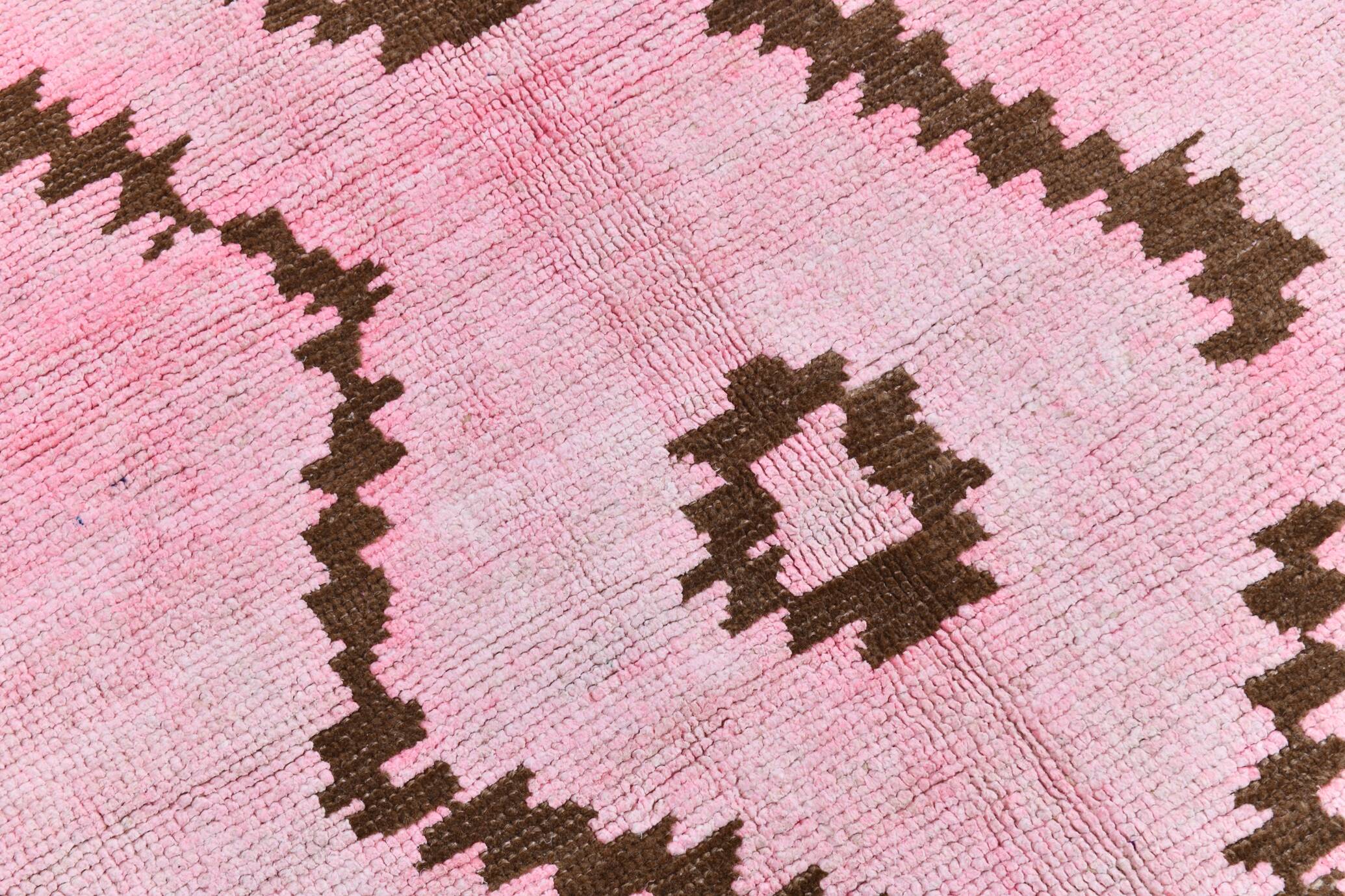 7x10 Pink Brown Modern Kilim Rug, 208x300Cm