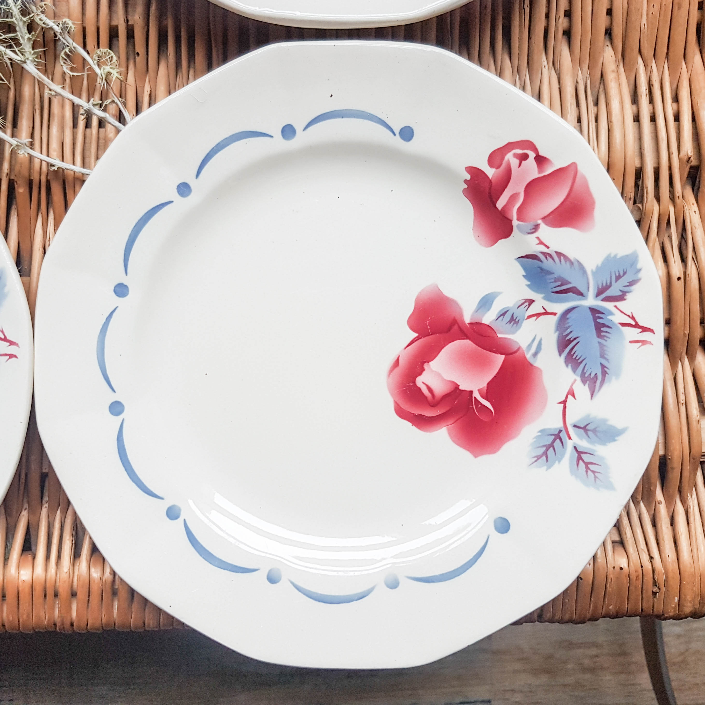 Lot of 6 dessert plates "boulogne" Digoin Sarreguemines