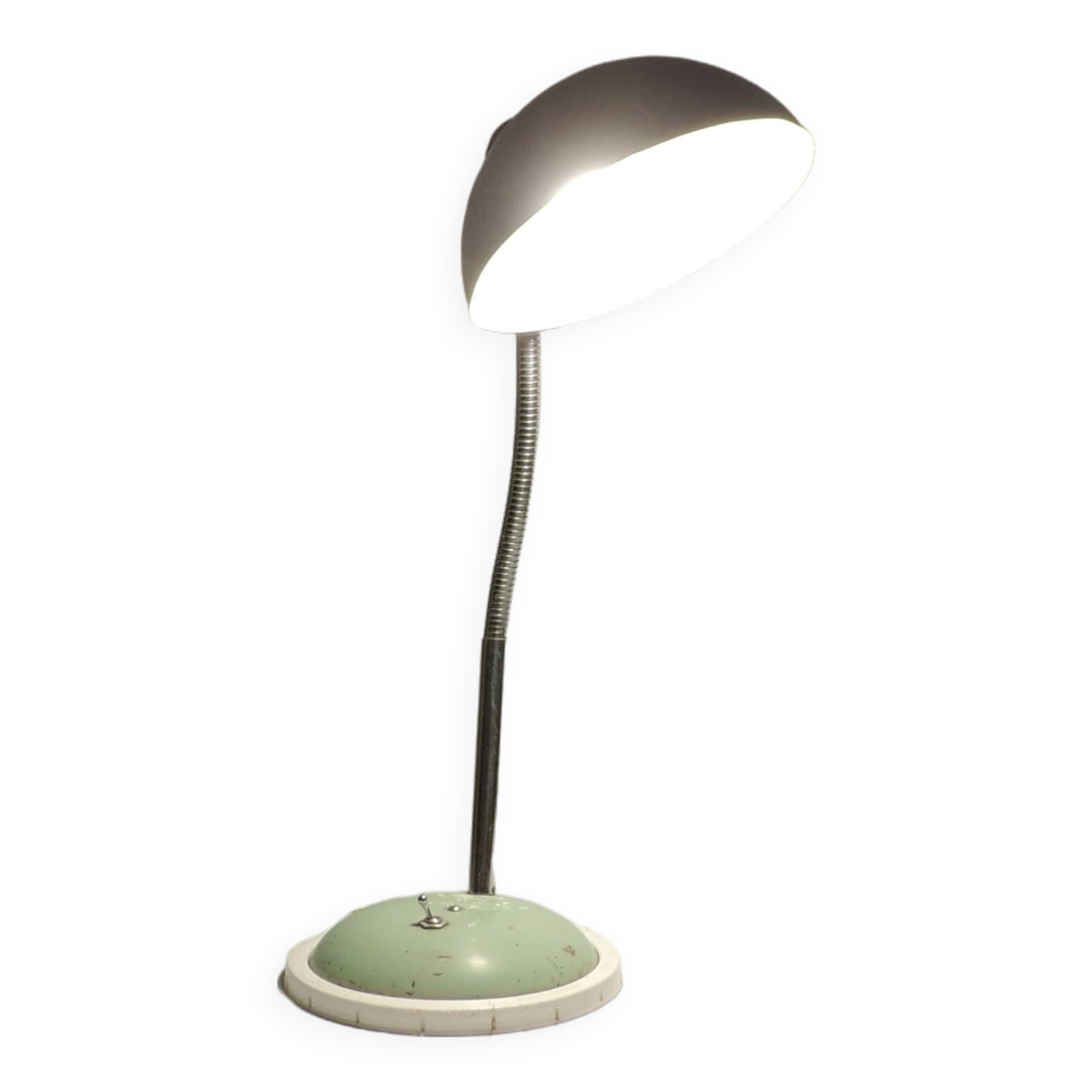 Lampe de bureau orientable en métal vert d’eau, années 50