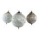 Spherical pendant light with crystal tassels and seed beads / vintage.