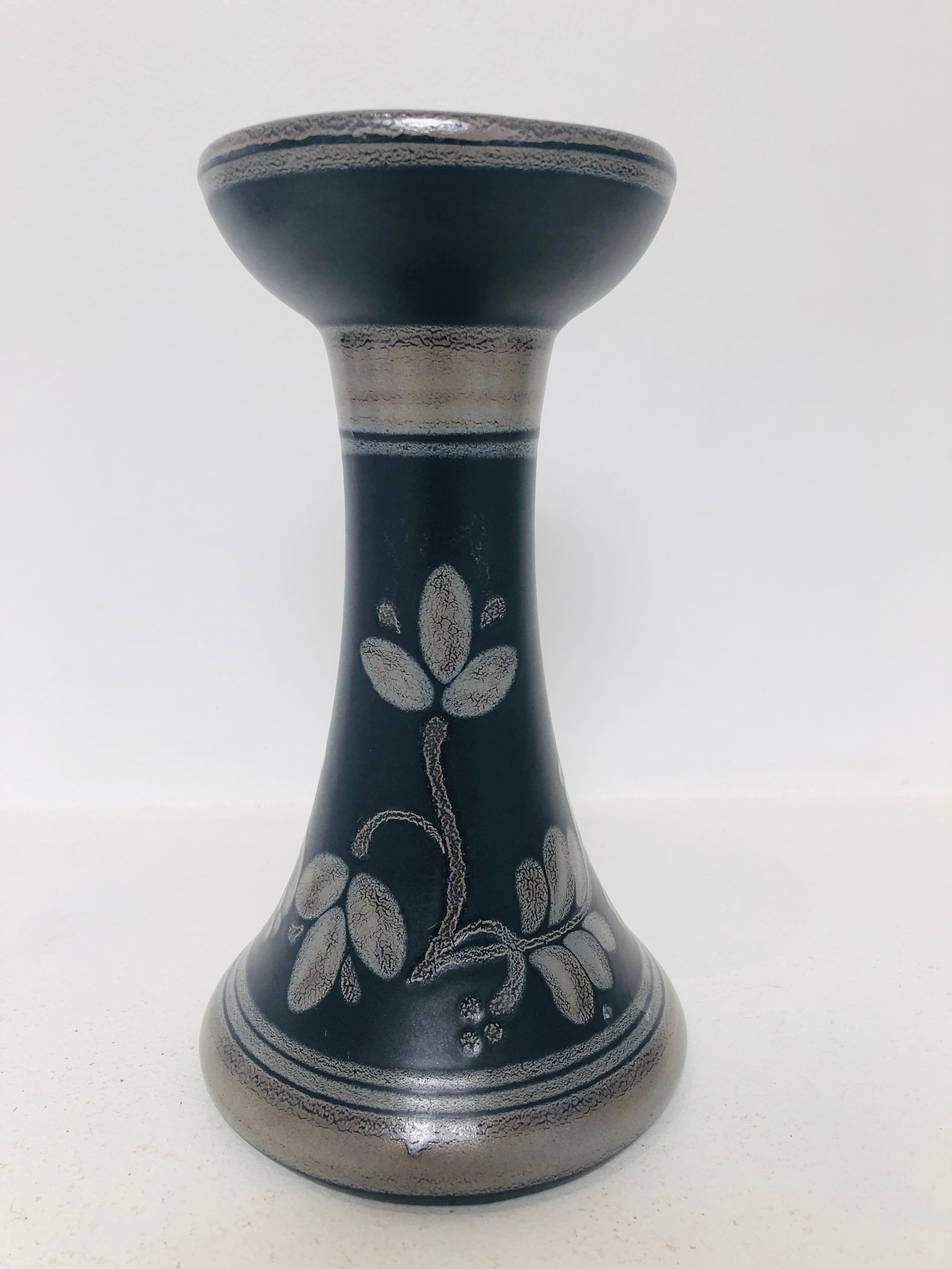 Black ceramic candlestick, 1970