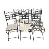 Lot de six chaises en fer forgé