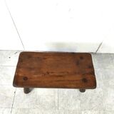 Table basse brutaliste en bois massif, années 1960