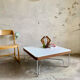 Vintage Bauhaus style coffee table – white mineral concrete & chrome – ann