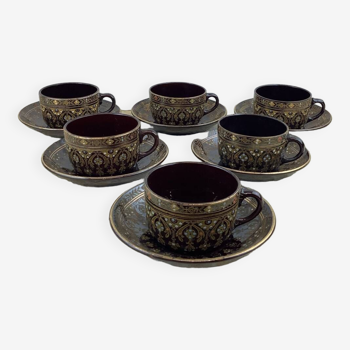 6 antique tea cups sarreguemines france
