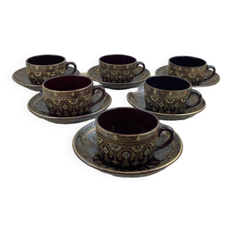 6 antique tea cups sarreguemines france