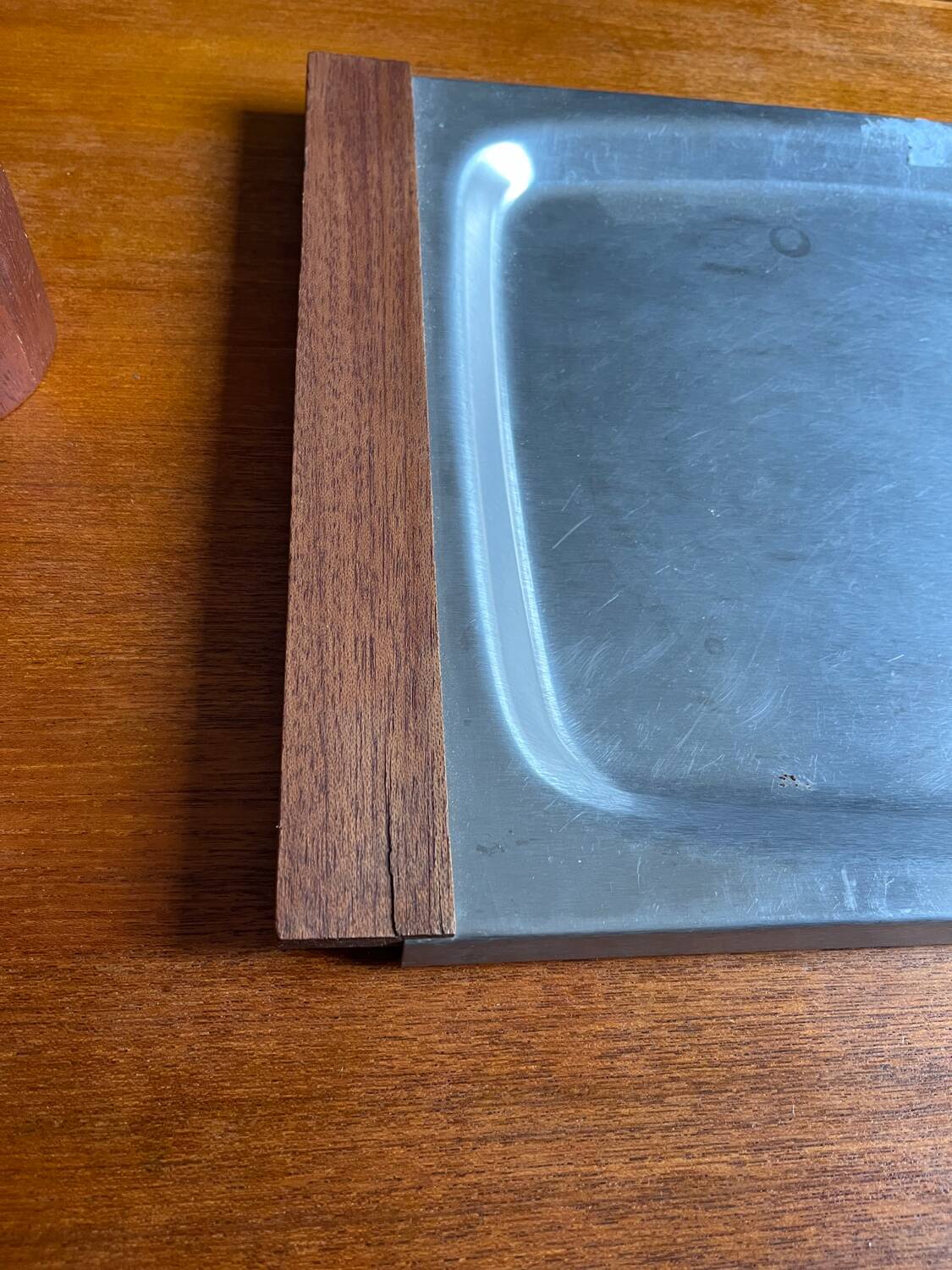 Metal and wood tray