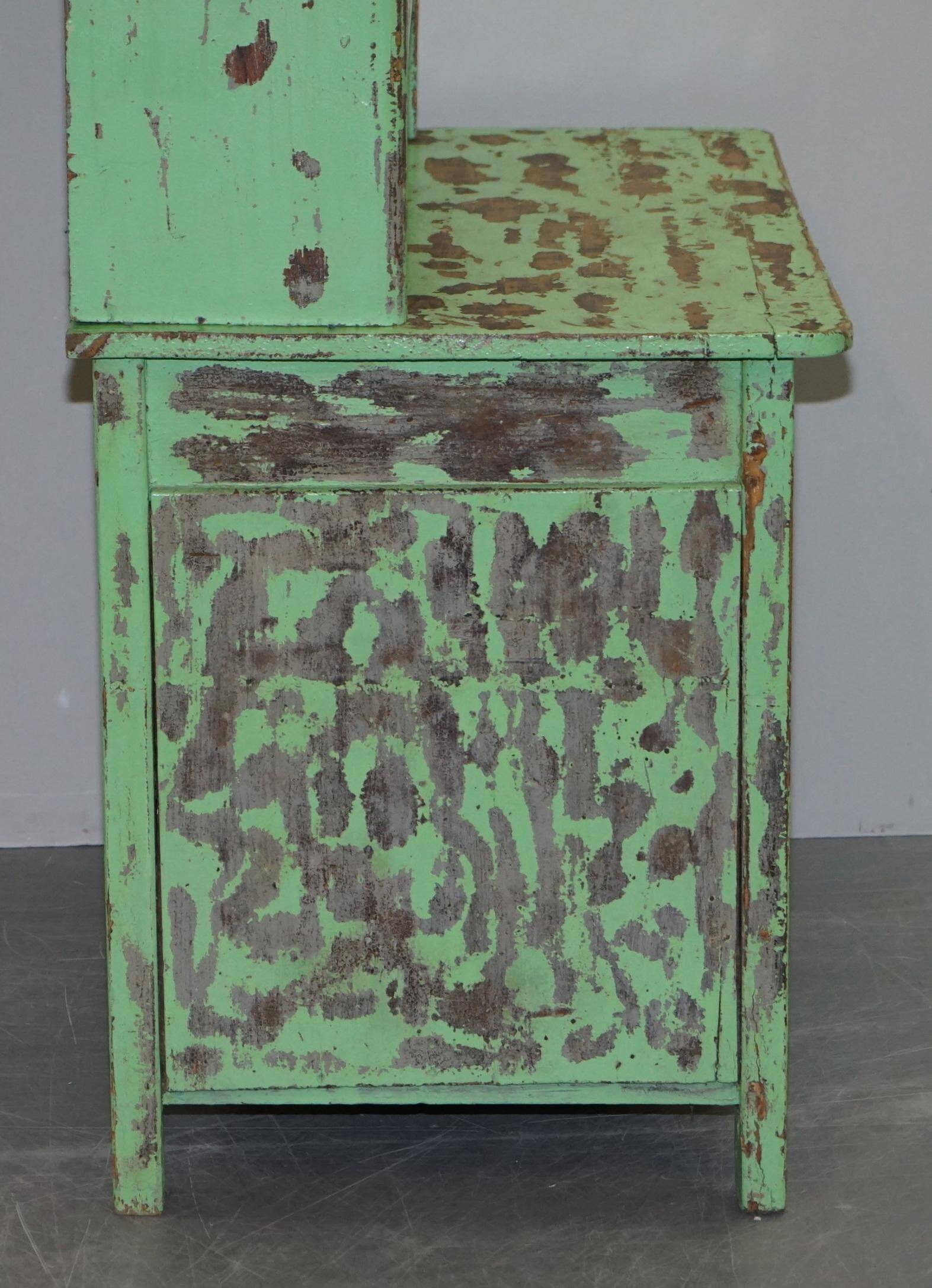 Victorian Green Patinated Buffet, Library or Cabinet