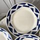 Set of 6 flat plates Badonviller model Courtilles royal blue art deco 30s