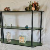 Old patinated green trellis shelf