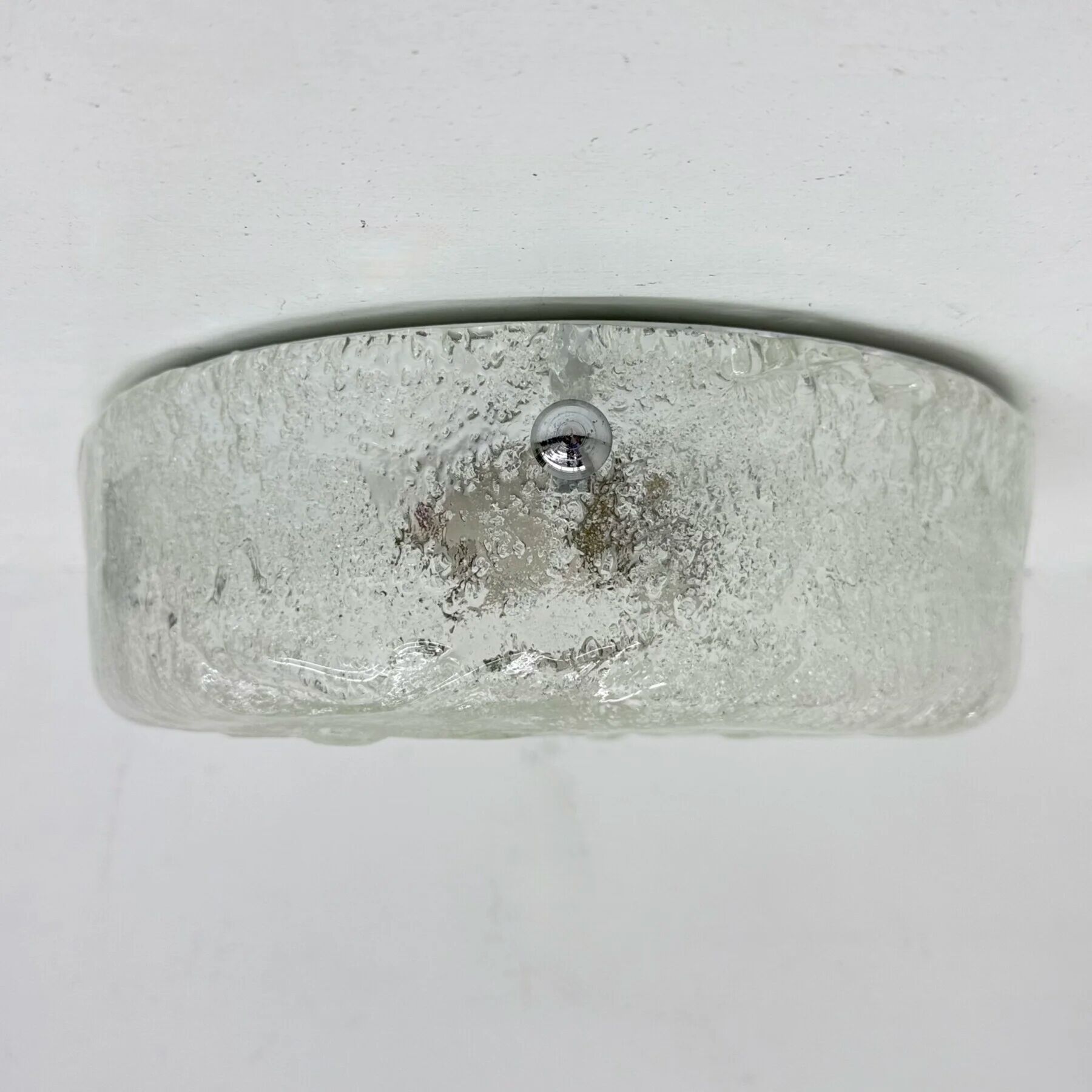 Mid-century Hillebrand iced glass ceiling lamp, 1970s
