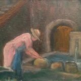 Tableau peinture ancienne 1954