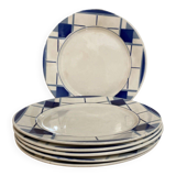 6 Earthenware Flat Plates by DIGOIN SARREGUEMINES EFEL model