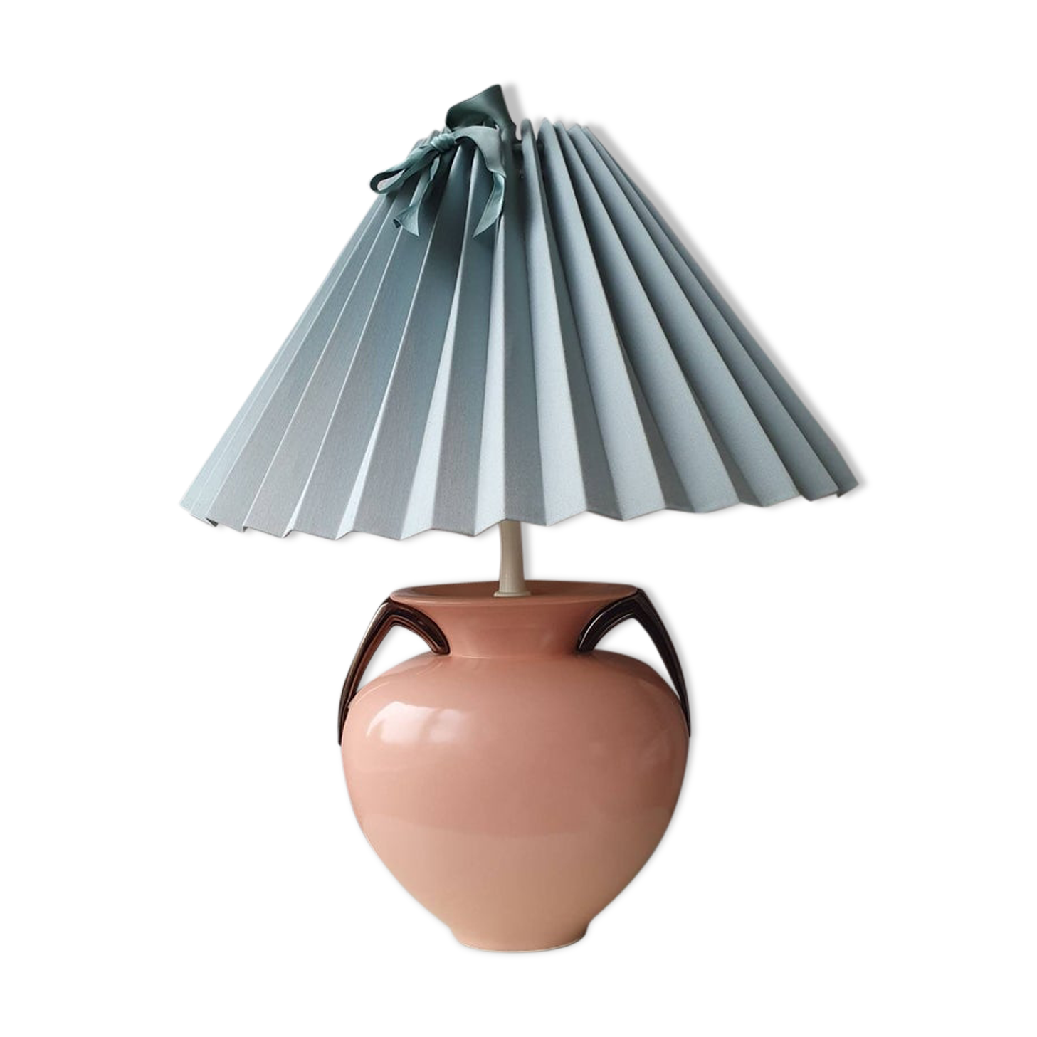 Ceramic lamp with 80s fabric lampshade