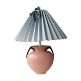 Ceramic lamp with 80s fabric lampshade