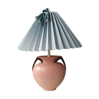 Ceramic lamp with 80s fabric lampshade