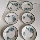 Set of 6 old flat ironstone plates from St Amandinoise, Louis XV