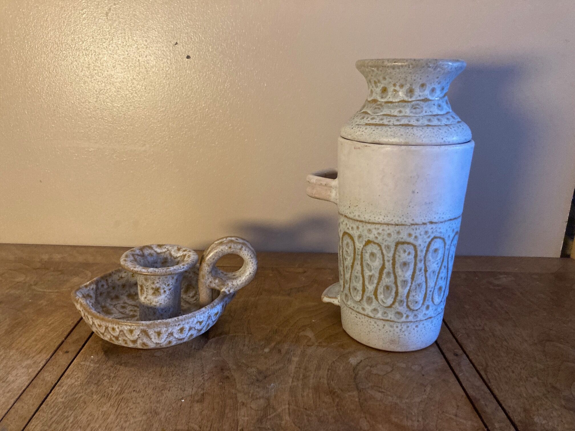 Ceramic Candle holder and Vase Set - Jean Austruy 50s-60s handmade