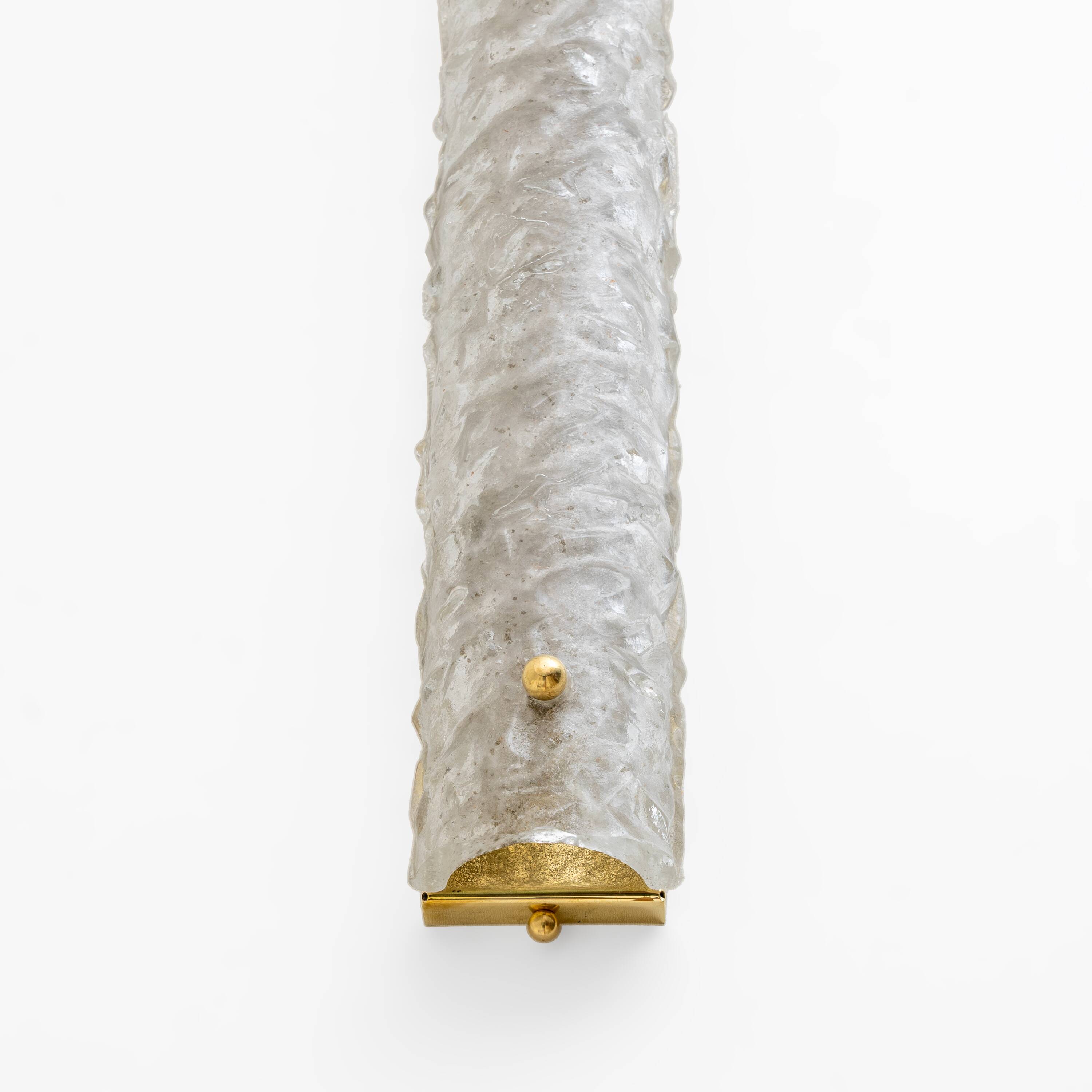 Pair of Modern Brass and Murano Glass "Scavo" Sconces