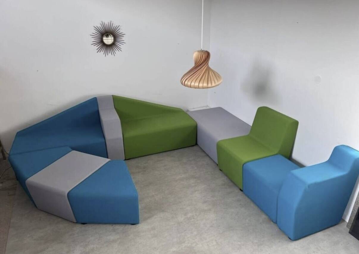 Geometric design modular sofa set 10 pieces vintage style fabric colors