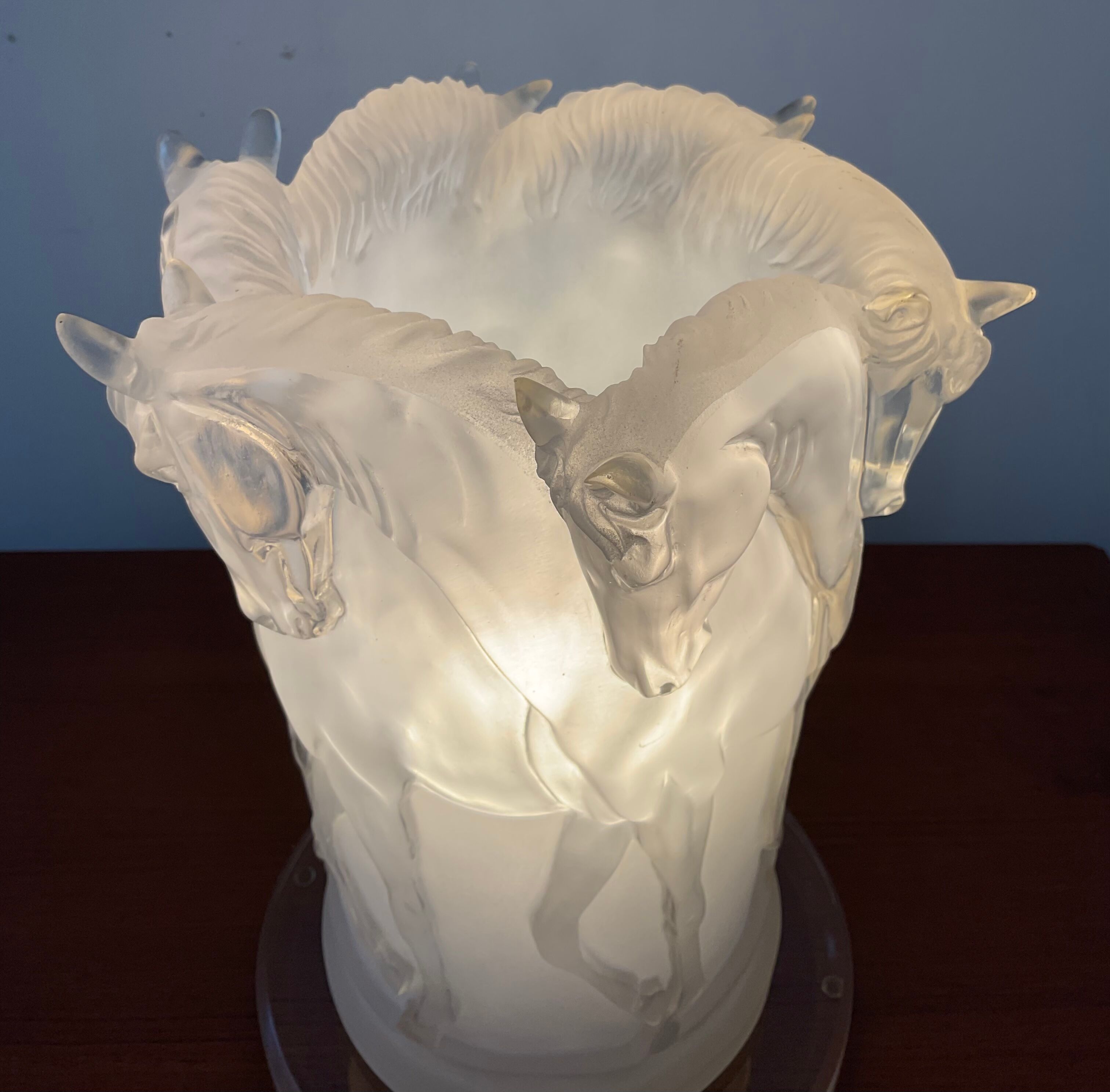 Lamp decorated with horses in plexiglass from the 70s