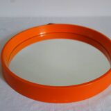 Vintage orange plastic round mirror 60/70