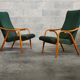 Pair of green armchairs by Antonin Suman for Ton Bystrice (Thonet) year 1960