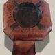 Art Deco floor ashtray in elm and rosewood.