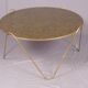Circular coffee table in gilded eglomisé glass and brass, Italy 1960s.