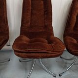 Set of 6 chrome velvet bucket chairs from the 70s