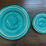 Emerald green coaster with duck pattern